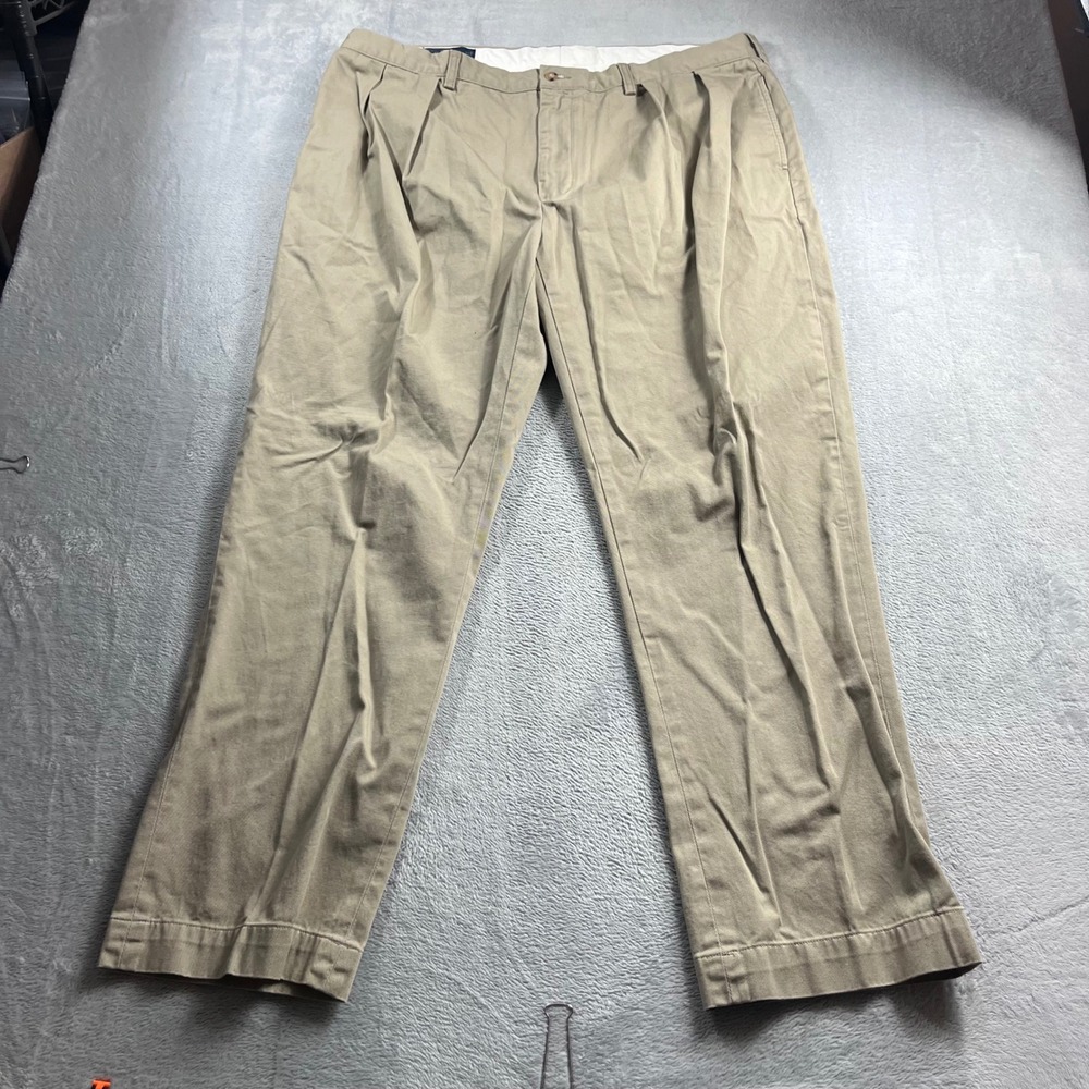Polo Ralph Lauren Ethan Pant Mens 42x32 Tan Khaki Pleated Cotton Chino Trousers